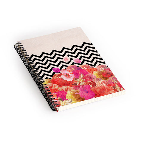 Bianca Green Chevron Flora 2 Spiral Notebook