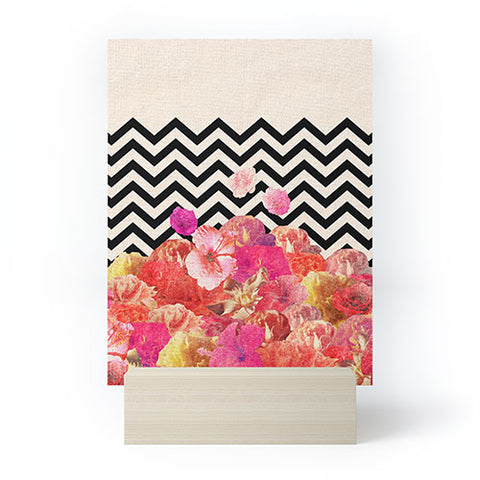 Bianca Green Chevron Flora 2 Mini Art Print