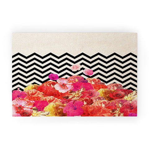 Bianca Green Chevron Flora 2 Welcome Mat