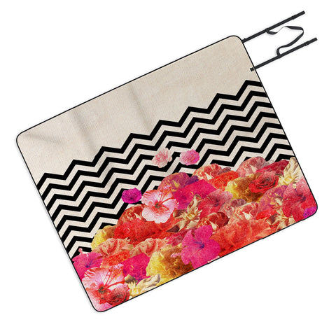 Bianca Green Chevron Flora 2 Picnic Blanket