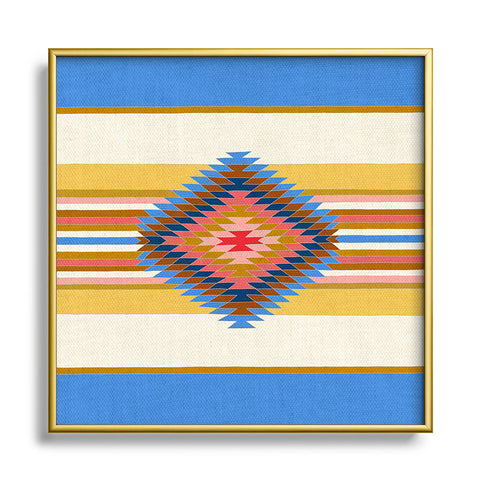 Bianca Green Fiesta Blue Square Metal Framed Art Print