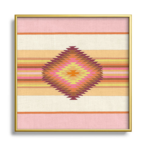 Bianca Green Fiesta Rose Square Metal Framed Art Print