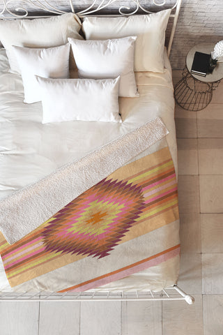 Bianca Green Fiesta Rose Fleece Throw Blanket