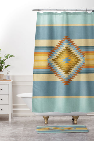 Bianca Green Fiesta Vintage Shower Curtain And Mat