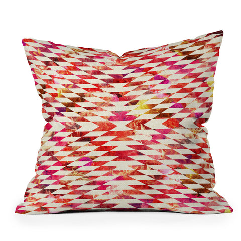 Bianca Green Floral Explosion Pink Outdoor Throw Pillow