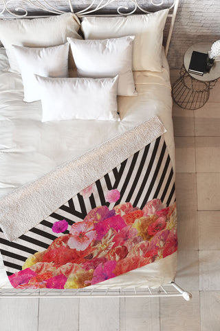 Bianca Green Floraline Fleece Throw Blanket