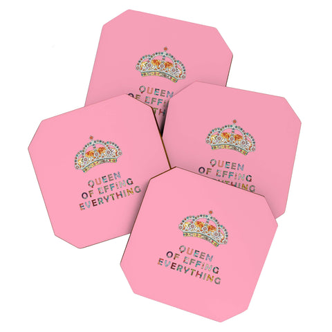 Bianca Green Her Daily Motivation Pink Coaster Set