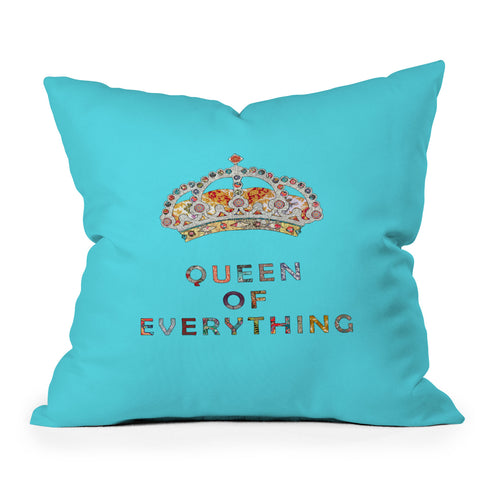 Bianca Green Queen Of Everything Blue Outdoor Throw Pillow