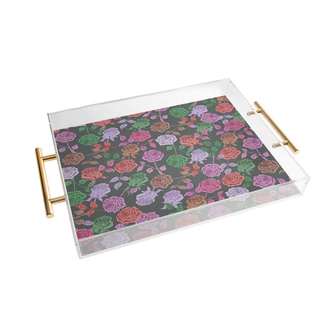 Bianca Green Roses Vintage Acrylic Tray