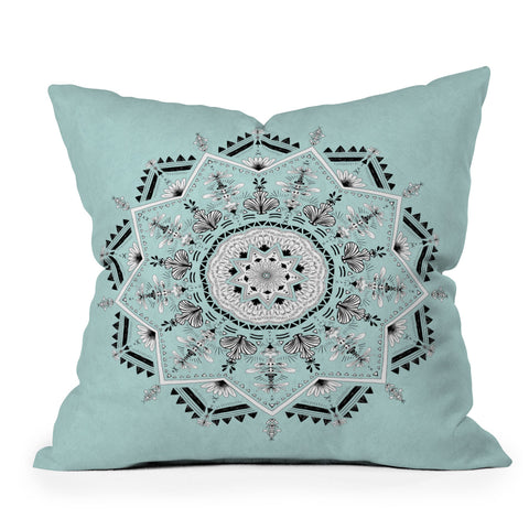 Bianca Green Star Mandala Blue Outdoor Throw Pillow