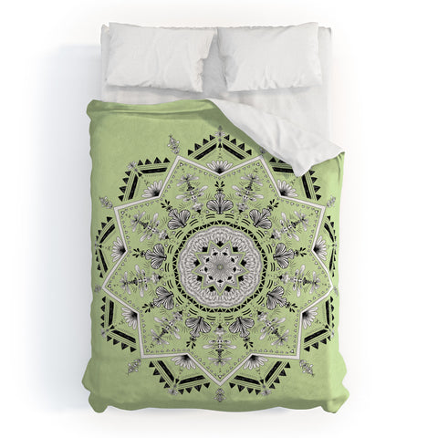Bianca Green Star Mandala Green Duvet Cover