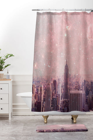 Bianca Green Stardust Covering New York Shower Curtain And Mat