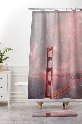 Bianca Green Stardust Covering San Francisco Shower Curtain And Mat
