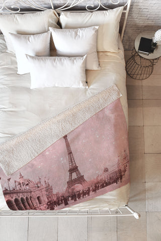 Bianca Green Stardust Covering Vintage Paris Fleece Throw Blanket