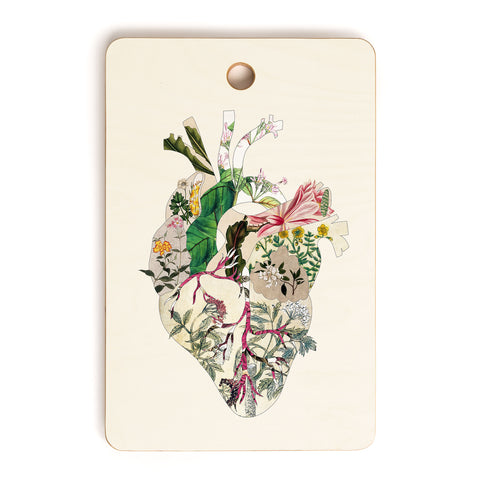 Bianca Green Vintage Botanical Heart Cutting Board Rectangle