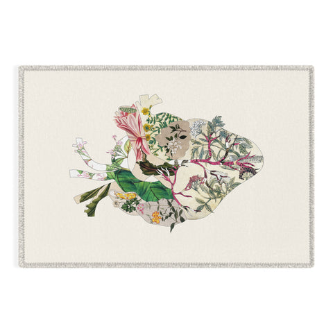 Bianca Green Vintage Botanical Heart Outdoor Rug