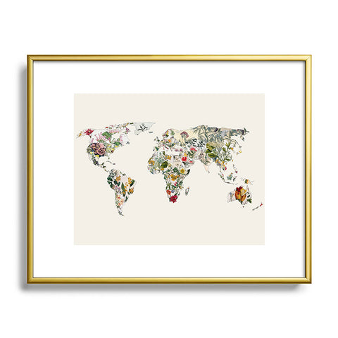Bianca Green Vintage Botanical World Metal Framed Art Print