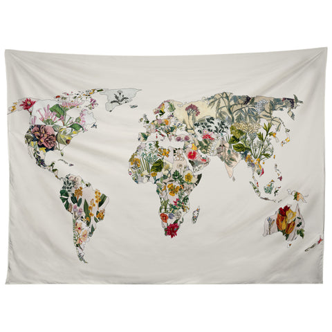 Bianca Green Vintage Botanical World Tapestry