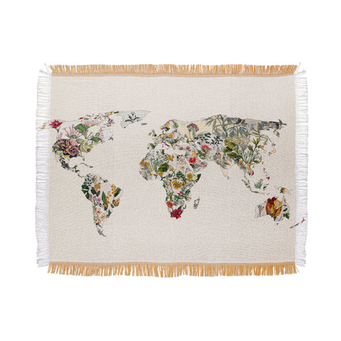Bianca Green Vintage Botanical World Throw Blanket