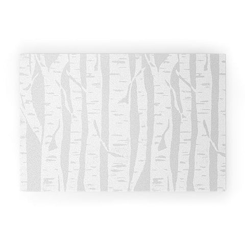 Bianca Green Woodcut Birches Welcome Mat