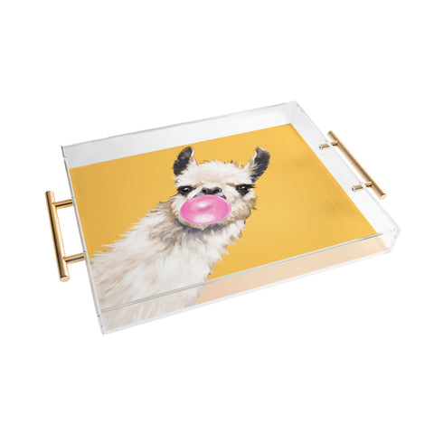 Big Nose Work Bubblegum Sneaky Llama Yellow Acrylic Tray