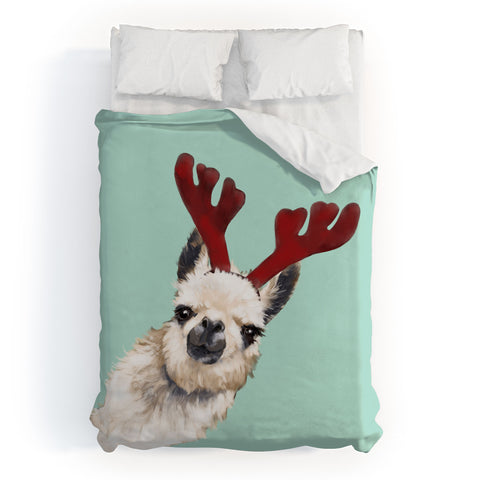 Big Nose Work Llama Reindeer Green Duvet Cover