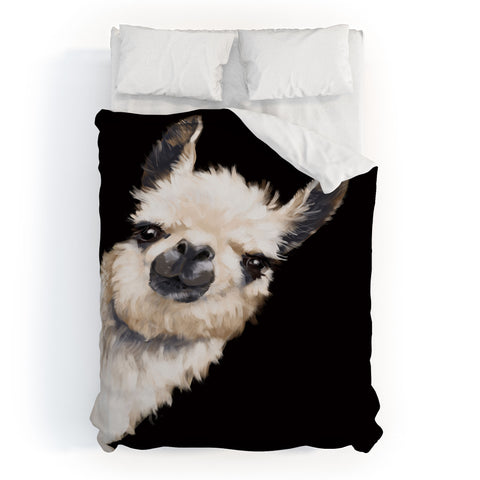 Big Nose Work Sneaky Llama Black Duvet Cover