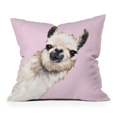 Big Nose Work Sneaky Llama Pink Outdoor Throw Pillow