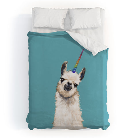 Big Nose Work Unicorn Llama in Blue Duvet Cover