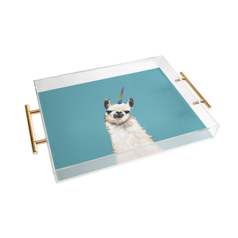 Big Nose Work Unicorn Llama in Blue Acrylic Tray