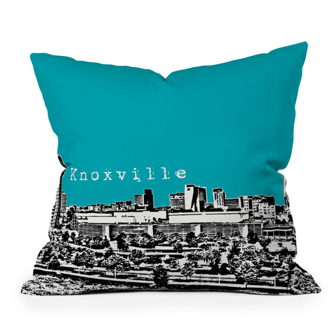 Bird Ave Knoxville Aqua Outdoor Throw Pillow