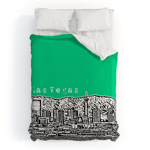 Bird Ave Las Vegas Green Duvet Cover