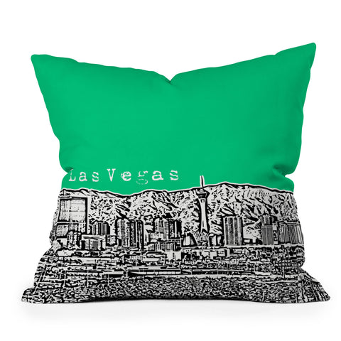 Bird Ave Las Vegas Green Outdoor Throw Pillow