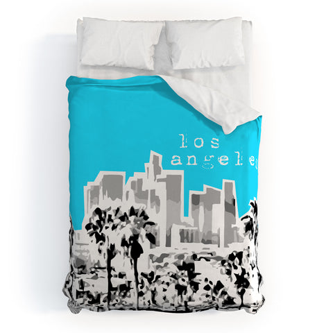 Bird Ave Los Angeles Aqua Duvet Cover