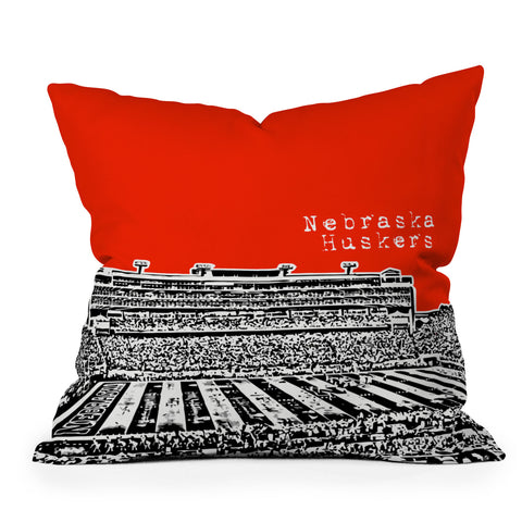 Bird Ave Nebraska Huskers Red Outdoor Throw Pillow