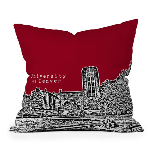 Bird Ave University Of Denver Red Outdoor Throw Pillow