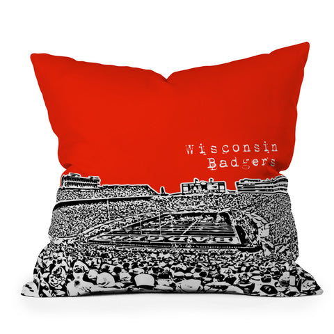 Bird Ave Wisconsin Badgers Red Outdoor Throw Pillow