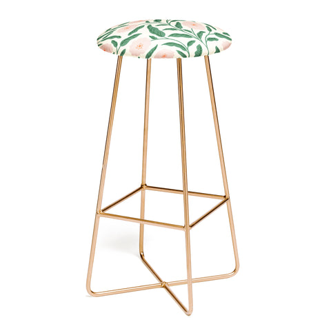 BlueLela Bold Pink Botanical Blooms Light Bar Stool