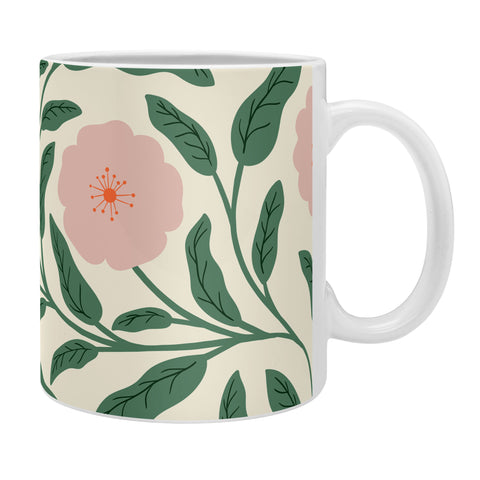 BlueLela Bold Pink Botanical Blooms Light Coffee Mug