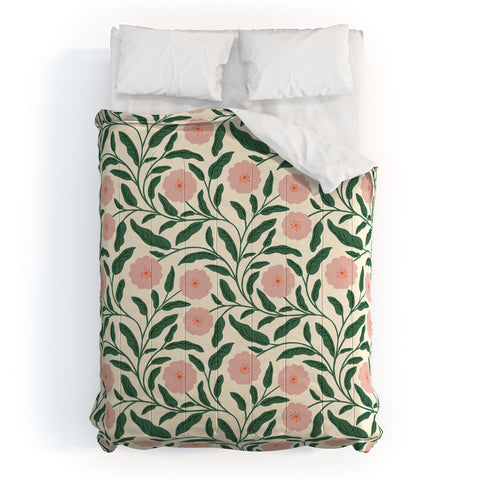 BlueLela Bold Pink Botanical Blooms Light Comforter