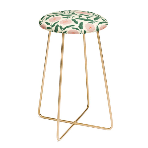 BlueLela Bold Pink Botanical Blooms Light Counter Stool
