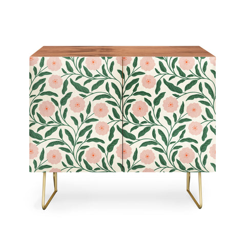 BlueLela Bold Pink Botanical Blooms Light Credenza