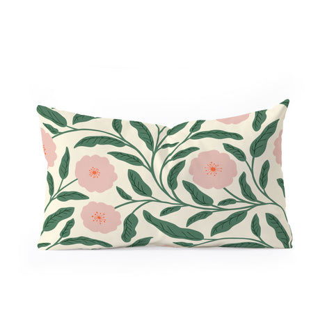 BlueLela Bold Pink Botanical Blooms Light Oblong Throw Pillow
