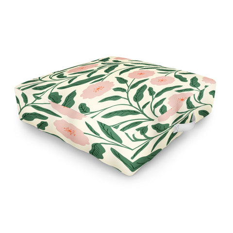 BlueLela Bold Pink Botanical Blooms Light Outdoor Floor Cushion