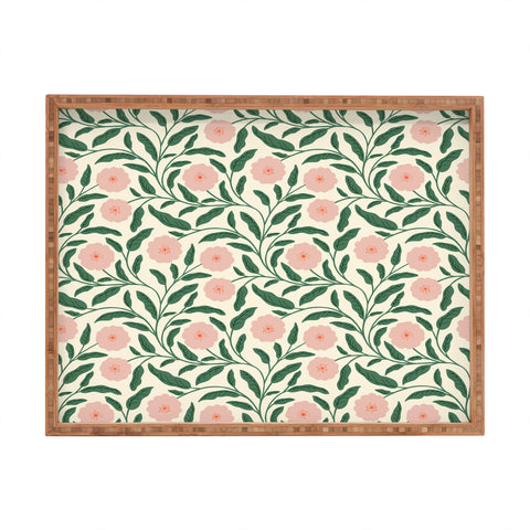 BlueLela Bold Pink Botanical Blooms Light Rectangular Tray