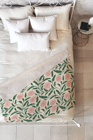 BlueLela Bold Pink Botanical Blooms Light Fleece Throw Blanket