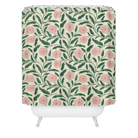 BlueLela Bold Pink Botanical Blooms Light Shower Curtain