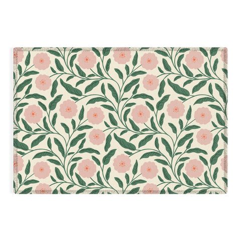 BlueLela Bold Pink Botanical Blooms Light Outdoor Rug