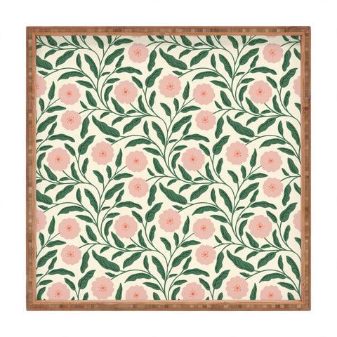 BlueLela Bold Pink Botanical Blooms Light Square Tray