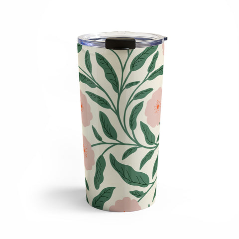 BlueLela Bold Pink Botanical Blooms Light Travel Mug